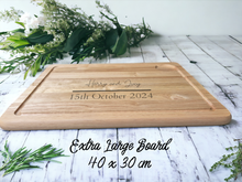 Load image into Gallery viewer, Personalised Wooden Chopping Board – Custom Engraved Gift for Weddings, Birthdays &amp; New Homes
