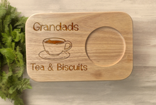 Load image into Gallery viewer, Personalised gifts for Dad, custom tea and biscuits board, Father&#39;s Day gifts, Mother&#39;s Day gifts, engraved gift for grandad, grandma gifts, birthday presents for family, custom wooden board, unique tea and biscuits board, personalised holiday gifts, thoughtful gifts for family, custom anniversary gifts, personalised housewarming gifts.
