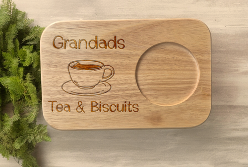 Personalised gifts for Dad, custom tea and biscuits board, Father's Day gifts, Mother's Day gifts, engraved gift for grandad, grandma gifts, birthday presents for family, custom wooden board, unique tea and biscuits board, personalised holiday gifts, thoughtful gifts for family, custom anniversary gifts, personalised housewarming gifts.