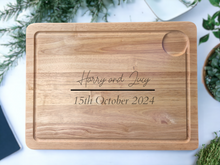 Load image into Gallery viewer, Personalised Wooden Chopping Board – Custom Engraved Gift for Weddings, Birthdays &amp; New Homes
